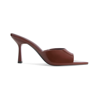 High Heel Mules - Pointed Open Toe Slip On