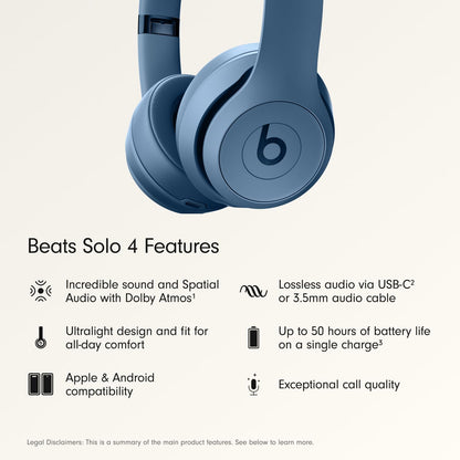 Beats Solo 4 - Wireless On-Ear Bluetooth Headphones, Up to 50-Hour Battery Life, Ultra-Lightweight Comfort, Powerful and Balanced Sound, Apple & Android Compatible - Amazon Exclusive Metallic Pink