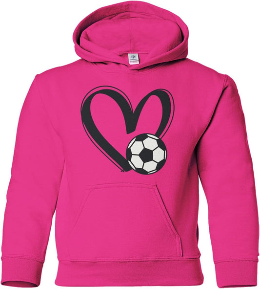 Threadrock Kids Soccer Love Heart Youth Pullover Hoodie Sweatshirt