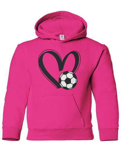 Threadrock Kids Soccer Love Heart Youth Pullover Hoodie Sweatshirt