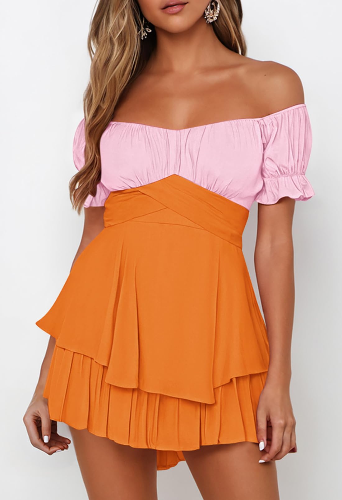 Fixmatti Women's Color Block Romper