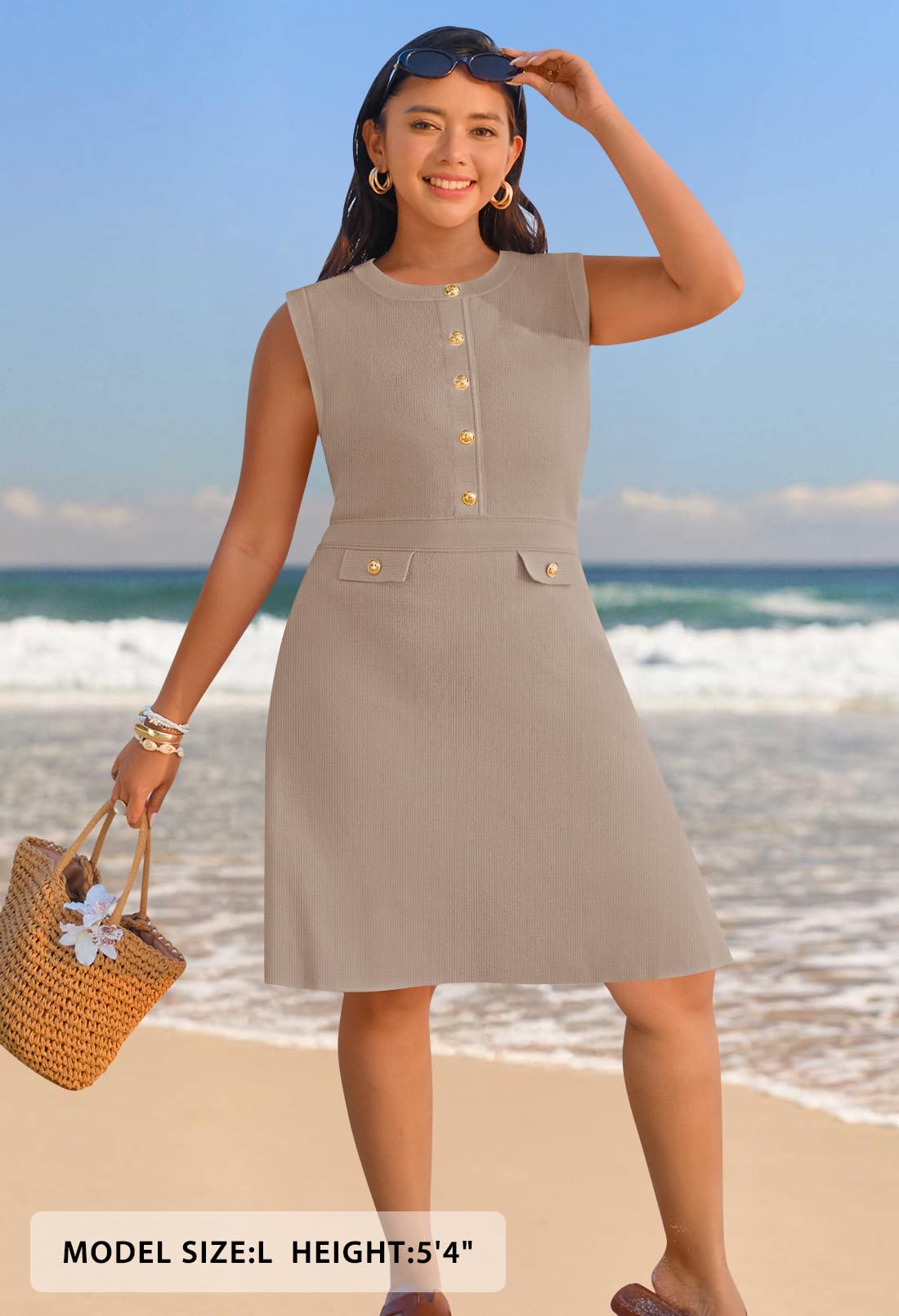 MEROKEETY Womens Summer Business Casual Mini Sweater Dress