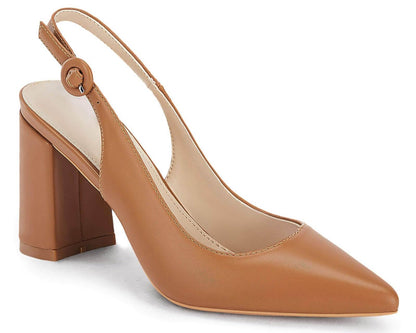 Womens Slingback Block Heels Pointed Closed Toe Work Dress Shoes