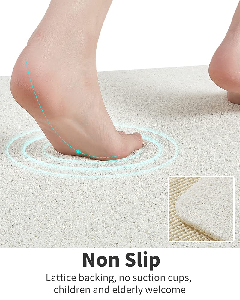 Non Slip Shower Mat, Comfortable Bath mat for Textured Surface,Quick Drying Easy Cleaning Shower Floor Mat for Wet Area,Without Suction Cups Pink 24 x 24