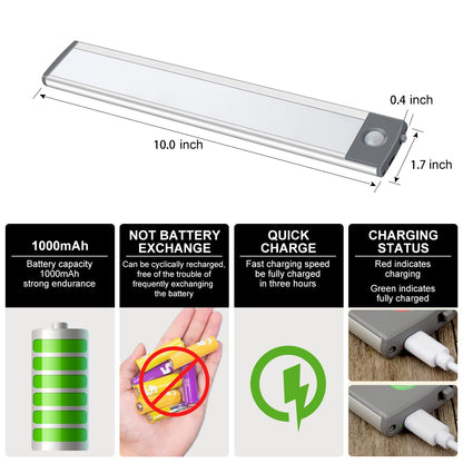 54-LED Motion Sensor Cabinet Light,Under Counter Closet Wireless USB Rechargeable Kitchen Night Lights,Battery Powered for Wardrobe,Cabinet,Cupboard（Warm Light）-2Pack