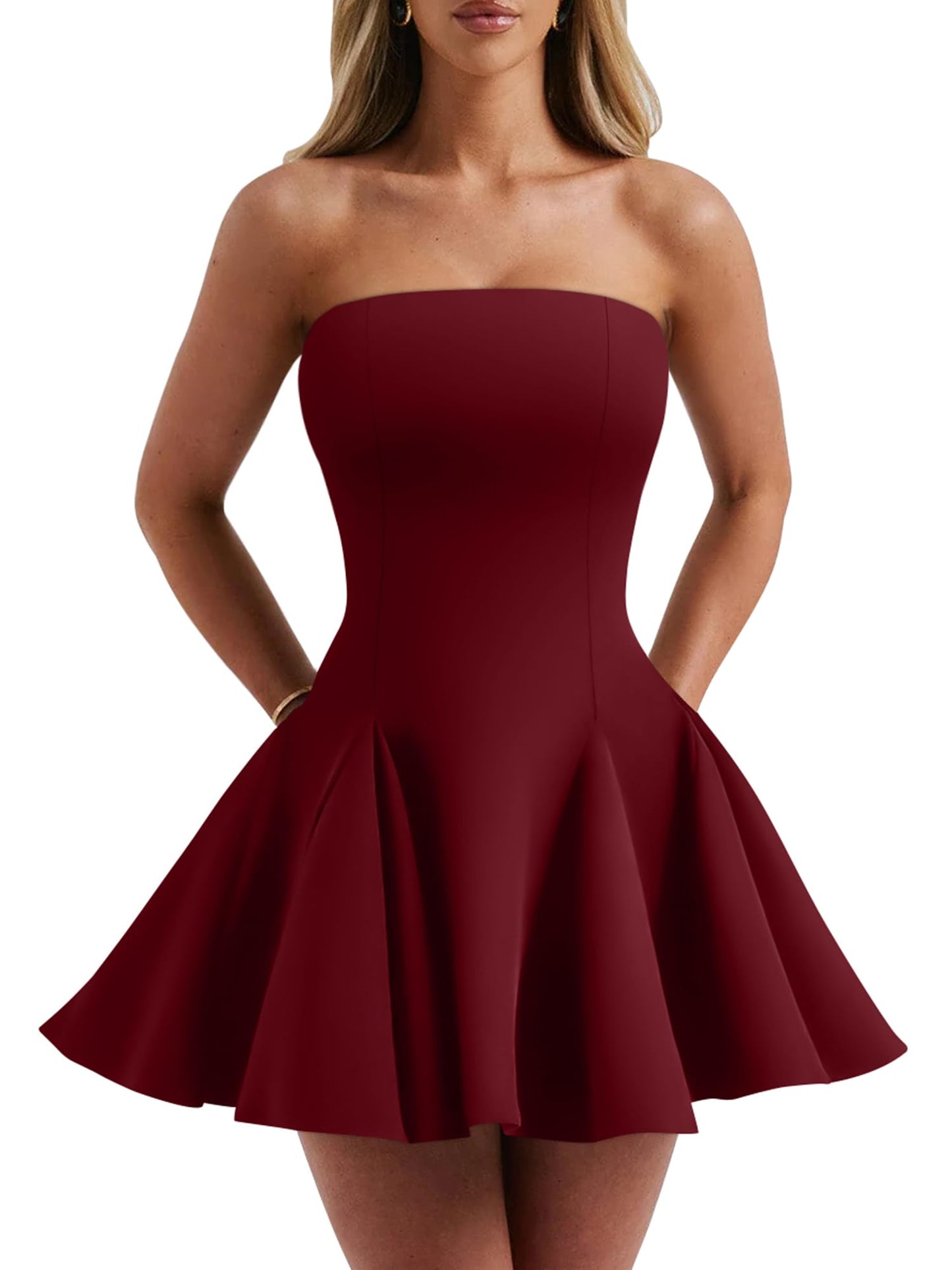 DAAWENXI Women's Strapless Mini Dress