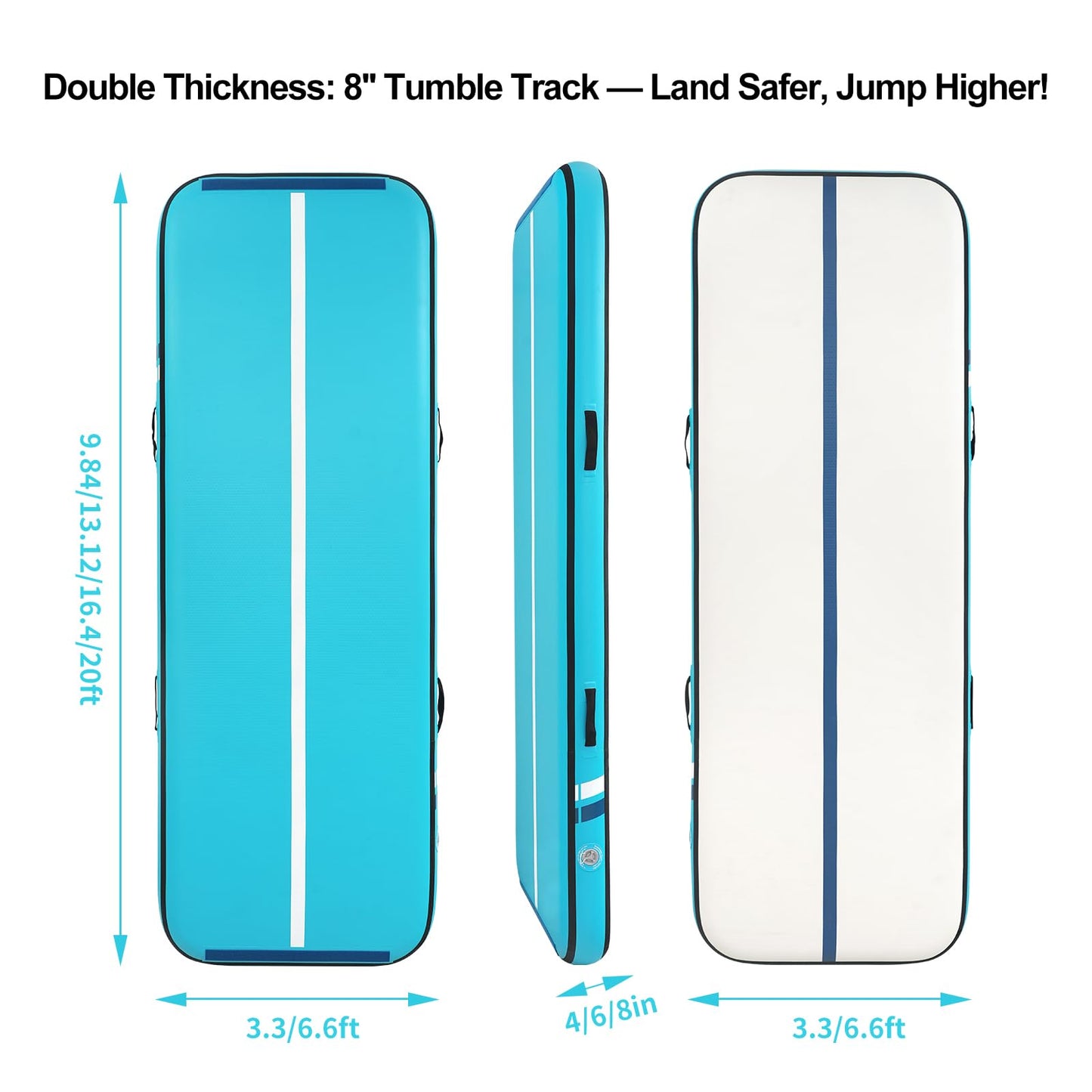 Tumble Track, Inflatable Tumbling Mat,Tumble Track Mats for Gymnastics, and Tumble Track with 4/6/8 Inches Thickness for Home, Training, Cheerleading, Yoga, Water with Pump