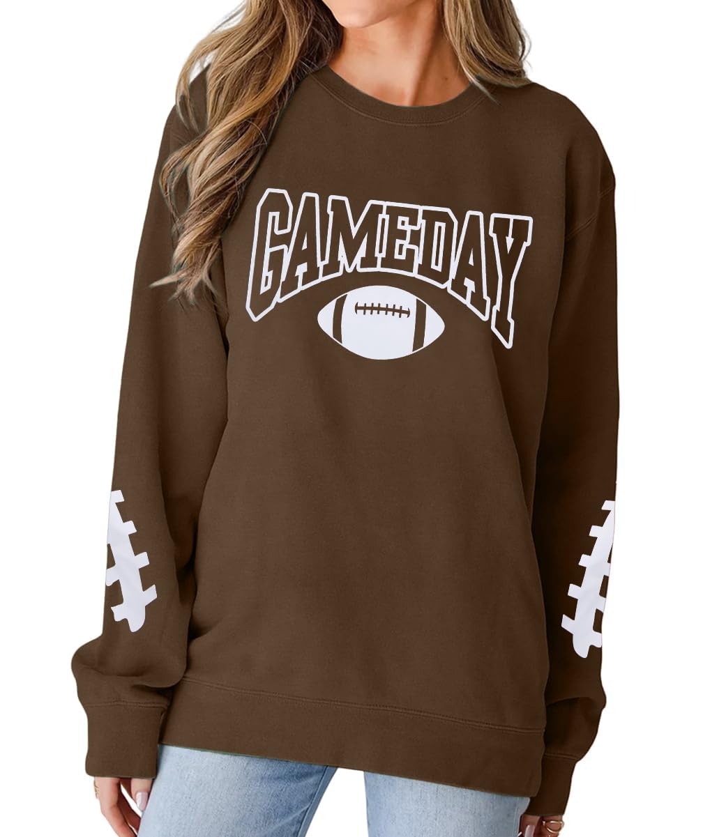 FAYALEQ Game Day Sweatshirts Women Football Sweatshirt Football Rugby Pullovers Casual Game Day Fan Pullover Top
