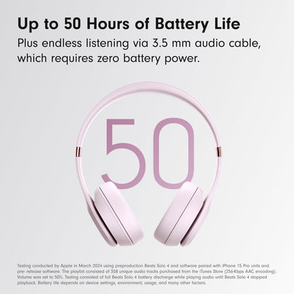 Beats Solo 4 - Wireless On-Ear Bluetooth Headphones, Up to 50-Hour Battery Life, Ultra-Lightweight Comfort, Powerful and Balanced Sound, Apple & Android Compatible - Amazon Exclusive Metallic Pink