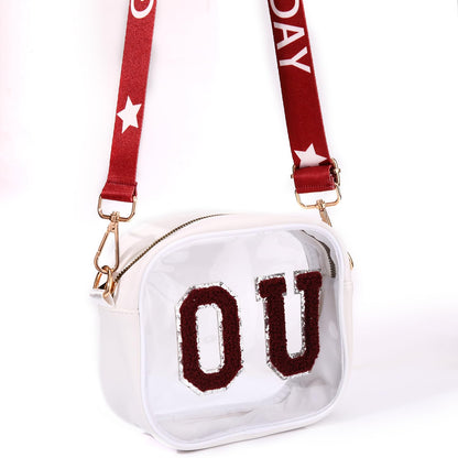 Game Day Clear Bag for Women Football Stadium Approved Clear Crossbody Purse Game Day Accessories Outfits