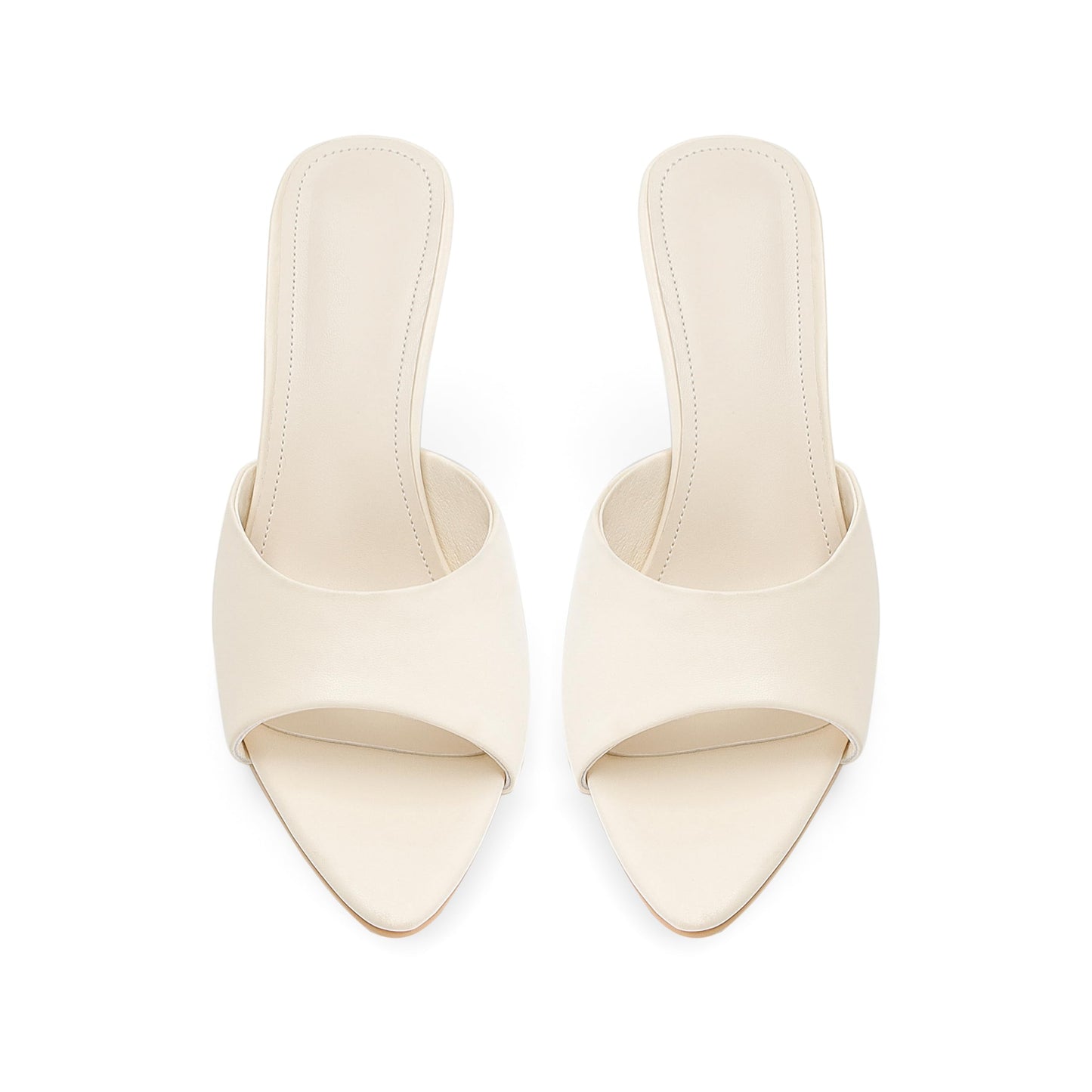 High Heel Mules - Pointed Open Toe Slip On