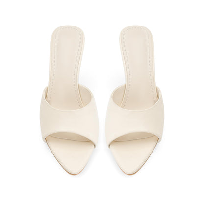 High Heel Mules - Pointed Open Toe Slip On