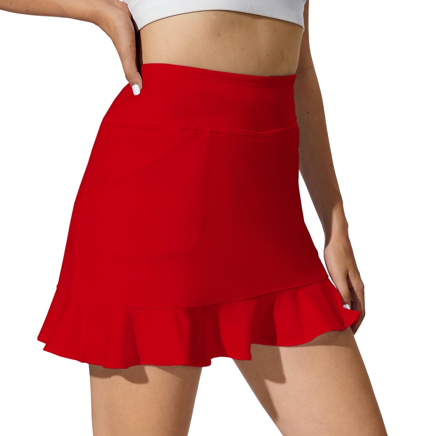 M MOTEEPI 15" Golf Skorts for Women with 4 Pockets High Waisted Ruffle Athletic Tennis Casual Skirts Summer
