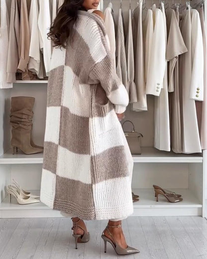 CHICME Open Front Oversized Long Knit Cardigan Sweater with Pockets