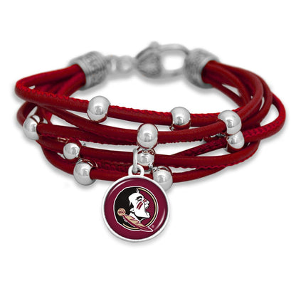 FTH Leather Cord Bracelet Silver Beads 7.5 Inch Officially Licensed