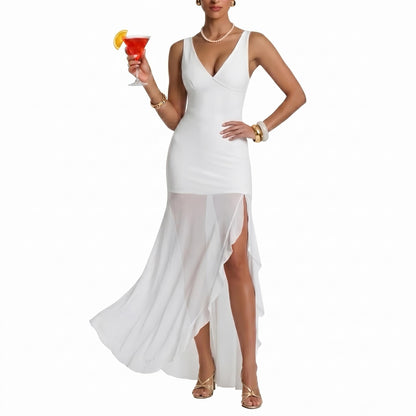 Summer V Neck Mesh Bodycon Maxi