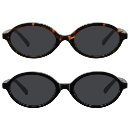 WOWSUN Retro Oval Sunglasses for Women,Slim 90s Vintage Fashion Shades