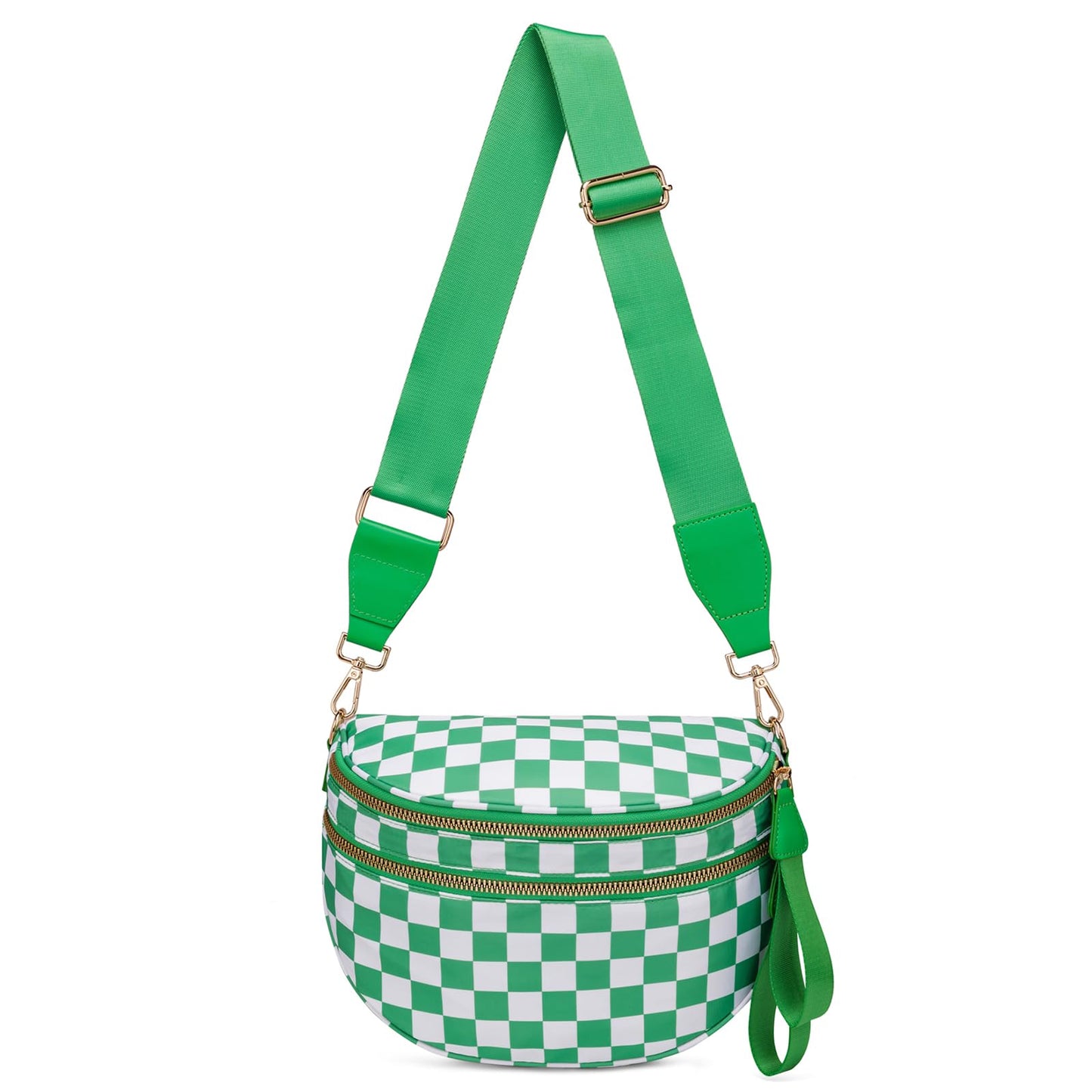 Pure Colour Crossbody Bum Bags for Women Spacious Checkered Cross body Bag Nylon Trendy Fanny Pack for Travel