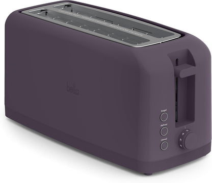 bella 2 Slice Slim Toaster, Fits-anywhere™ Kitchenware, 6 Setting Shade Control with Reheat & Cancel Buttons, Fits sourdough, 10” Long Slot, Anti Jam & Auto Shutoff, 900 Watt, Blossom