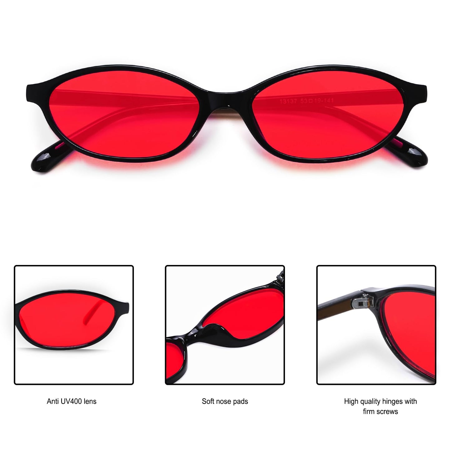 GUVIVI Retro Oval Sunglasses for Women