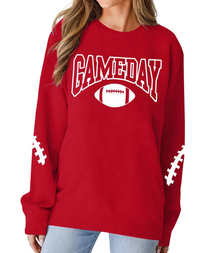 FAYALEQ Game Day Sweatshirts Women Football Sweatshirt Football Rugby Pullovers Casual Game Day Fan Pullover Top
