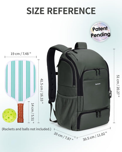 sportsnew Waterproof Pickleball Bag Men Women W/Shoe Compartment Fence Hook