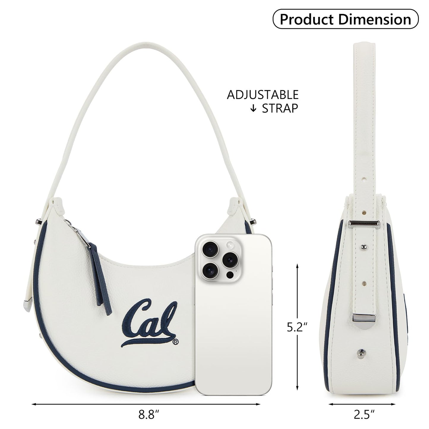 NCAA Crescent Shoulder Bag for Women, Half Moon Clutch Purses for Birthday/Graduation Gifts