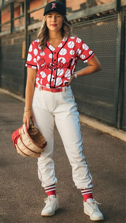 Baseball Shirt Women Baseball Jersey Graphic Button Down Shirt Game Day Short Sleeve Tops