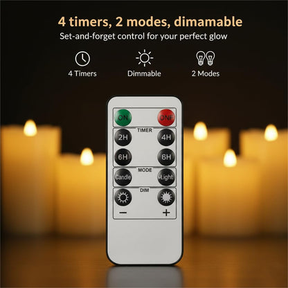 ANGELLOONG Gold Candles for Bathroom Decor, Glass Flameless Candles with Remote, Battery Operated LED Pillar Fake Candles with Timer for Christmas Home Fireplace Mantle Fall Decor