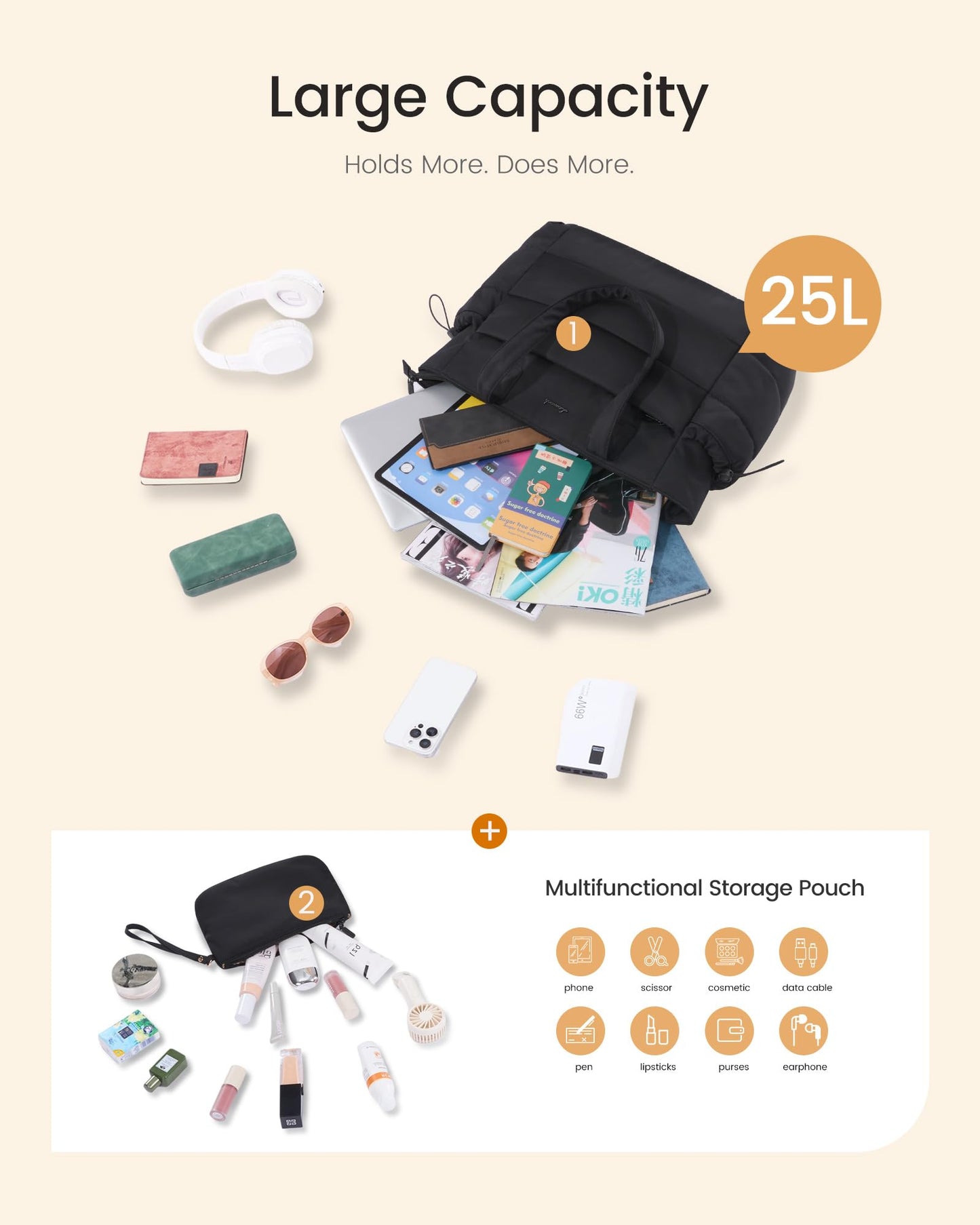 Lovevook Tote Bag for Women with Giant Tumbler Holder Pocket, Puffer Work Travel Laptop Handbag with Zipper for Nurse Teacher