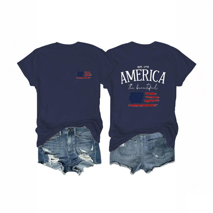 Women's 4th of July Outfits USA Shirt Memorial Day Red White and Blue Patriotic Shirts American Flag Graphic Tops