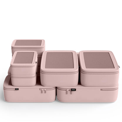 NOBL Travel Compression Packing Cubes Set of 6 Luggage Organizers, Hot Pink