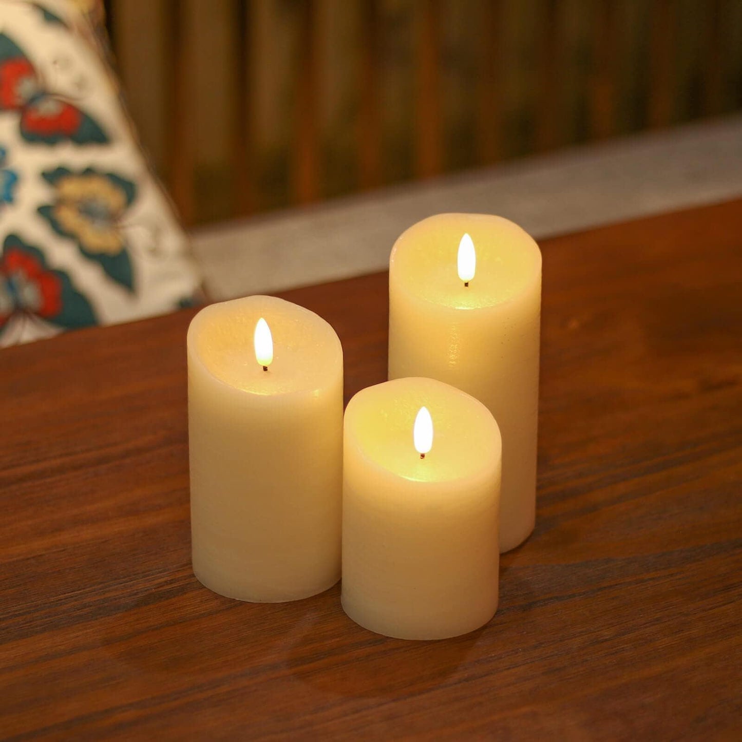 ANGELLOONG Gold Candles for Bathroom Decor, Glass Flameless Candles with Remote, Battery Operated LED Pillar Fake Candles with Timer for Christmas Home Fireplace Mantle Fall Decor