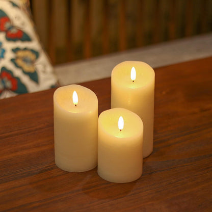 ANGELLOONG Gold Candles for Bathroom Decor, Glass Flameless Candles with Remote, Battery Operated LED Pillar Fake Candles with Timer for Christmas Home Fireplace Mantle Fall Decor