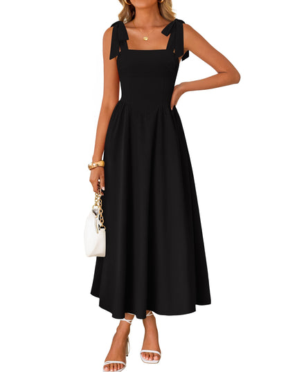 ZESICA Women's Summer Tie Shoulder Wedding Guest Maxi Dress