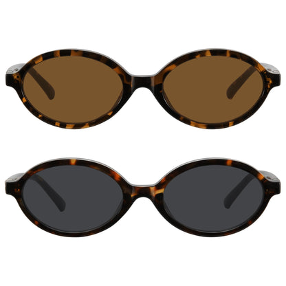WOWSUN Retro Oval Sunglasses for Women,Slim 90s Vintage Fashion Shades