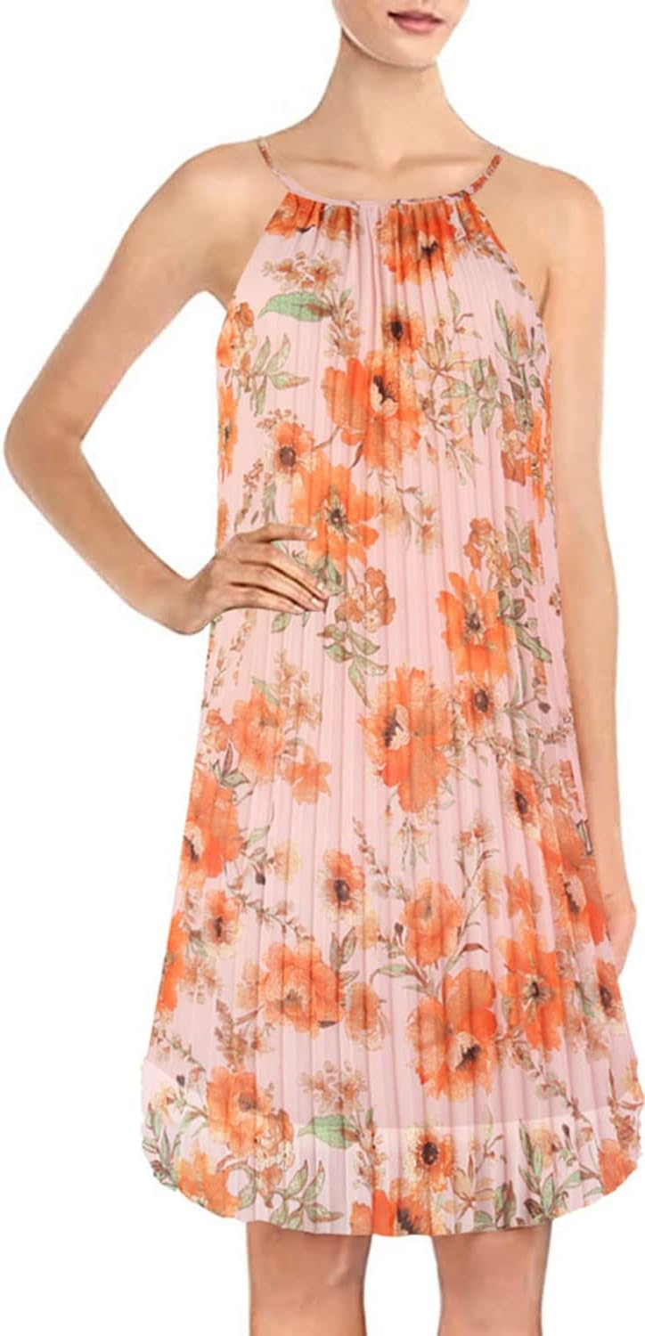 Ellames 2026 Summer Pleated Casual Swing Dress with Belt