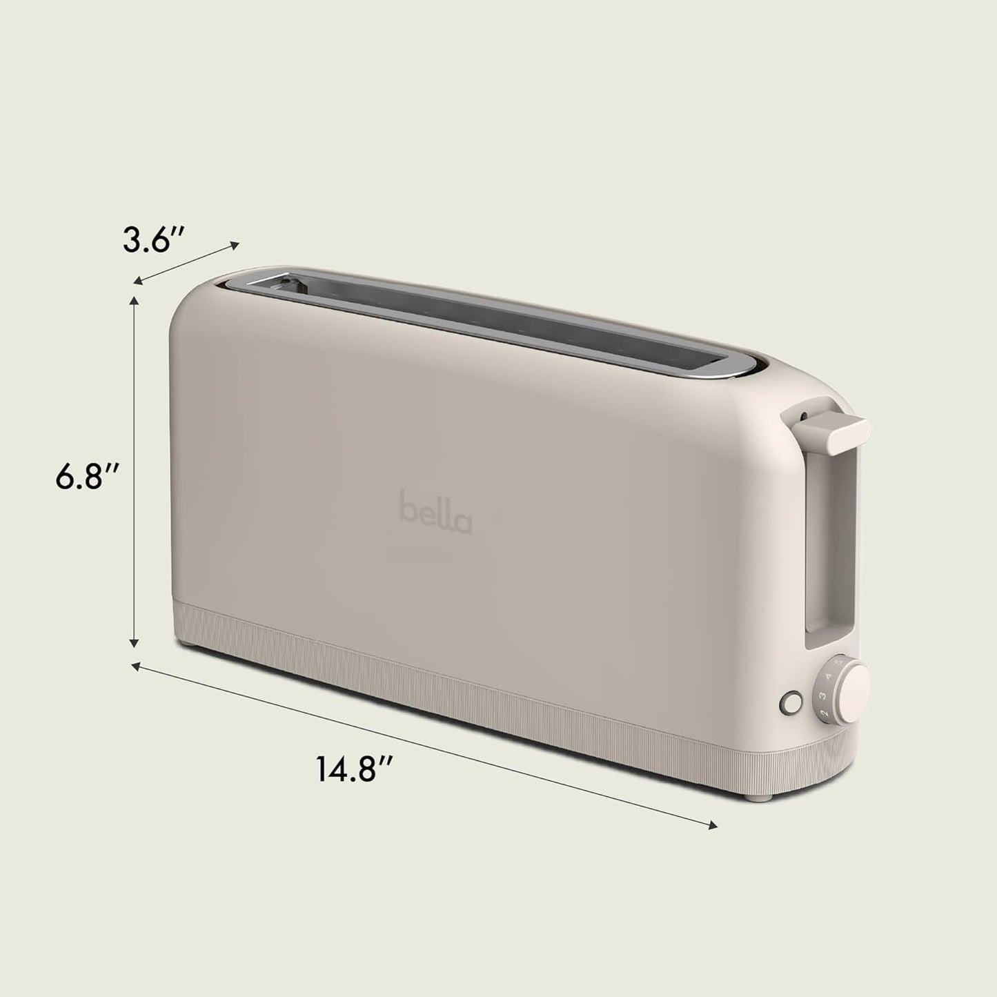 bella 2 Slice Slim Toaster, Fits-anywhere™ Kitchenware, 6 Setting Shade Control with Reheat & Cancel Buttons, Fits sourdough, 10” Long Slot, Anti Jam & Auto Shutoff, 900 Watt, Blossom