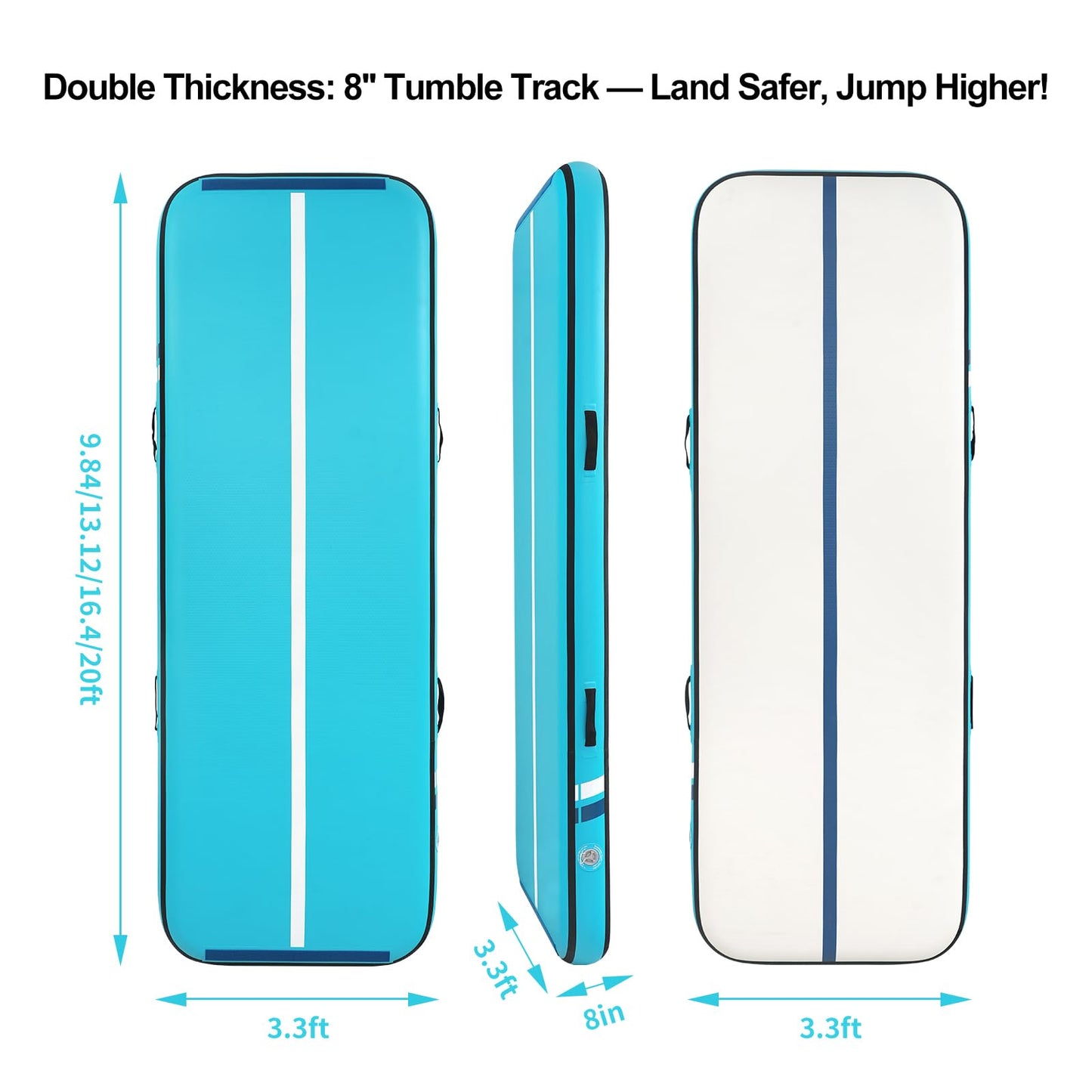 Tumble Track, Inflatable Tumbling Mat,Tumble Track Mats for Gymnastics, and Tumble Track with 4/6/8 Inches Thickness for Home, Training, Cheerleading, Yoga, Water with Pump