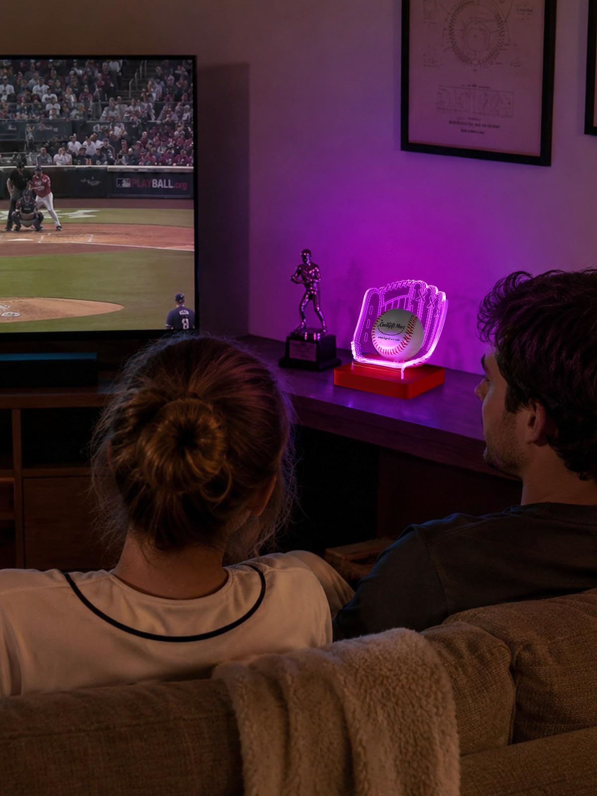CoolGift Mart Light Up Baseball Glove Display Stand
