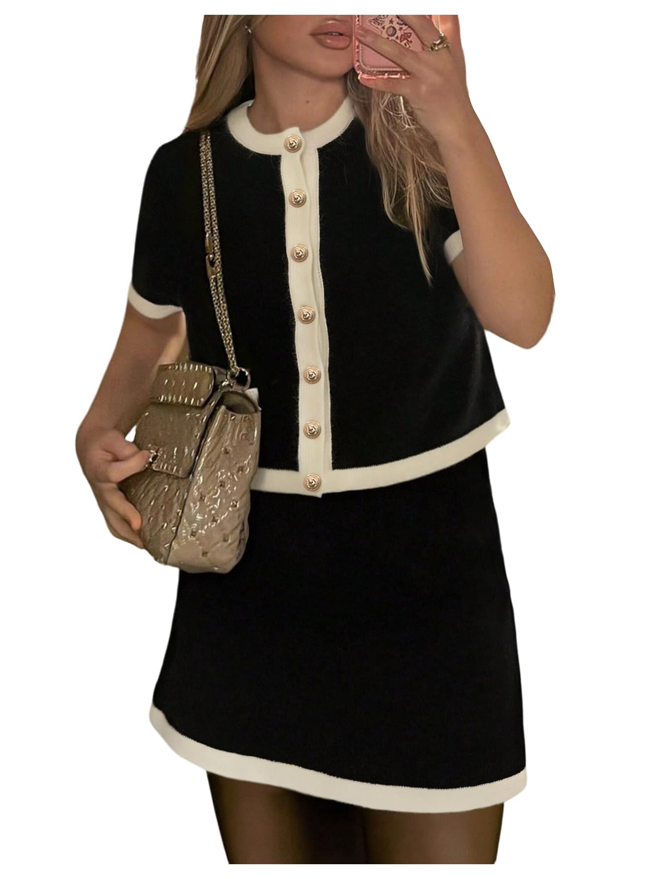 MakeMeChic Women's 2 Piece Sweater Skirt Set Old Money Outfits