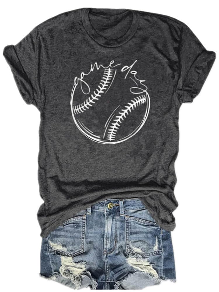 Baseball Shirts Women Tis The Season Baseball Mom T-Shirts Letter Print Graphic Tee Tops