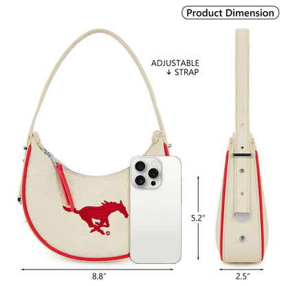 NCAA Crescent Shoulder Bag for Women, Half Moon Clutch Purses for Birthday/Graduation Gifts