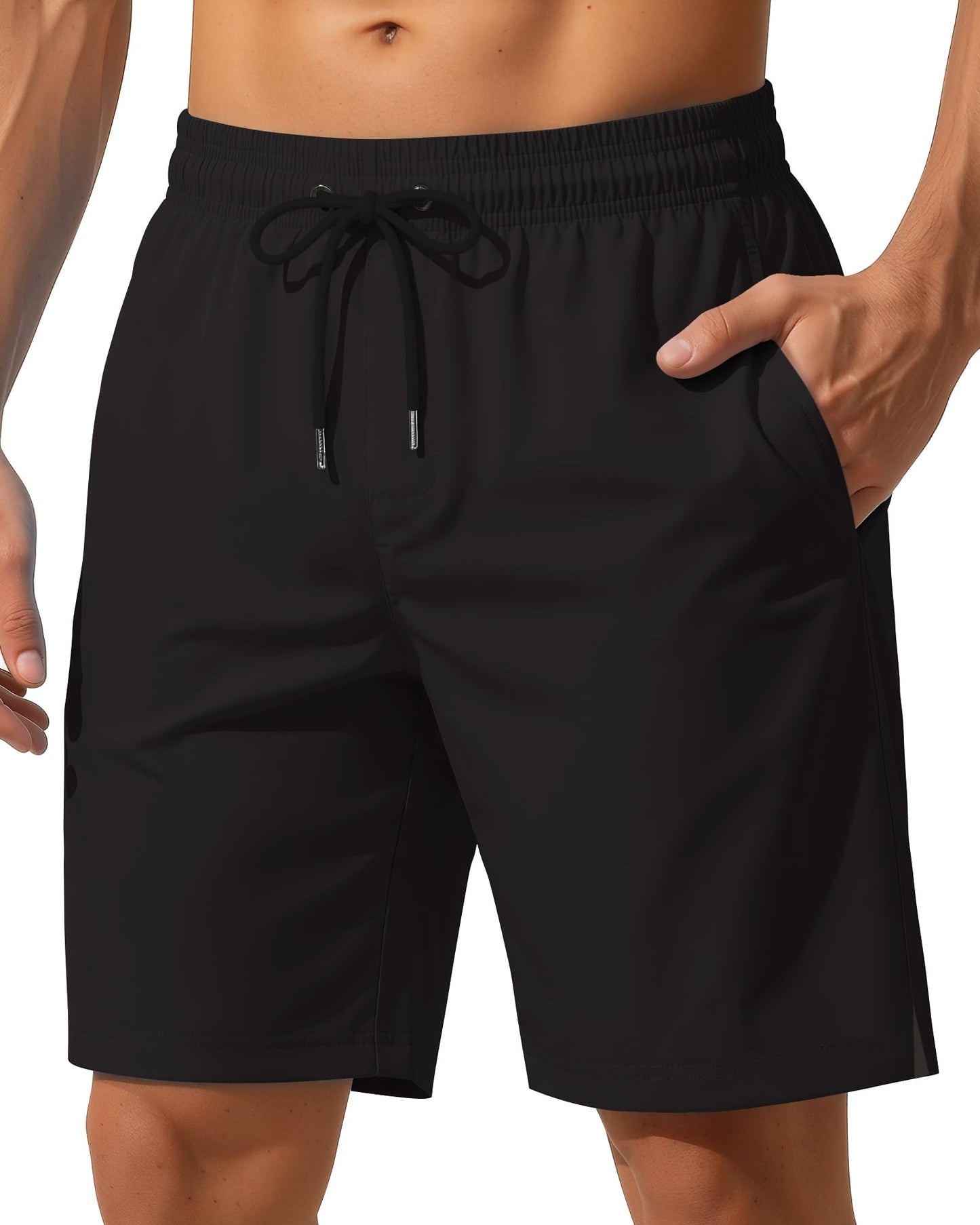 Yufawow 9 Inch Men Swim Trunks with Mesh Lining Quick Dry Breathable Pockets for Summer Beach Cruise Water Park Gym Running