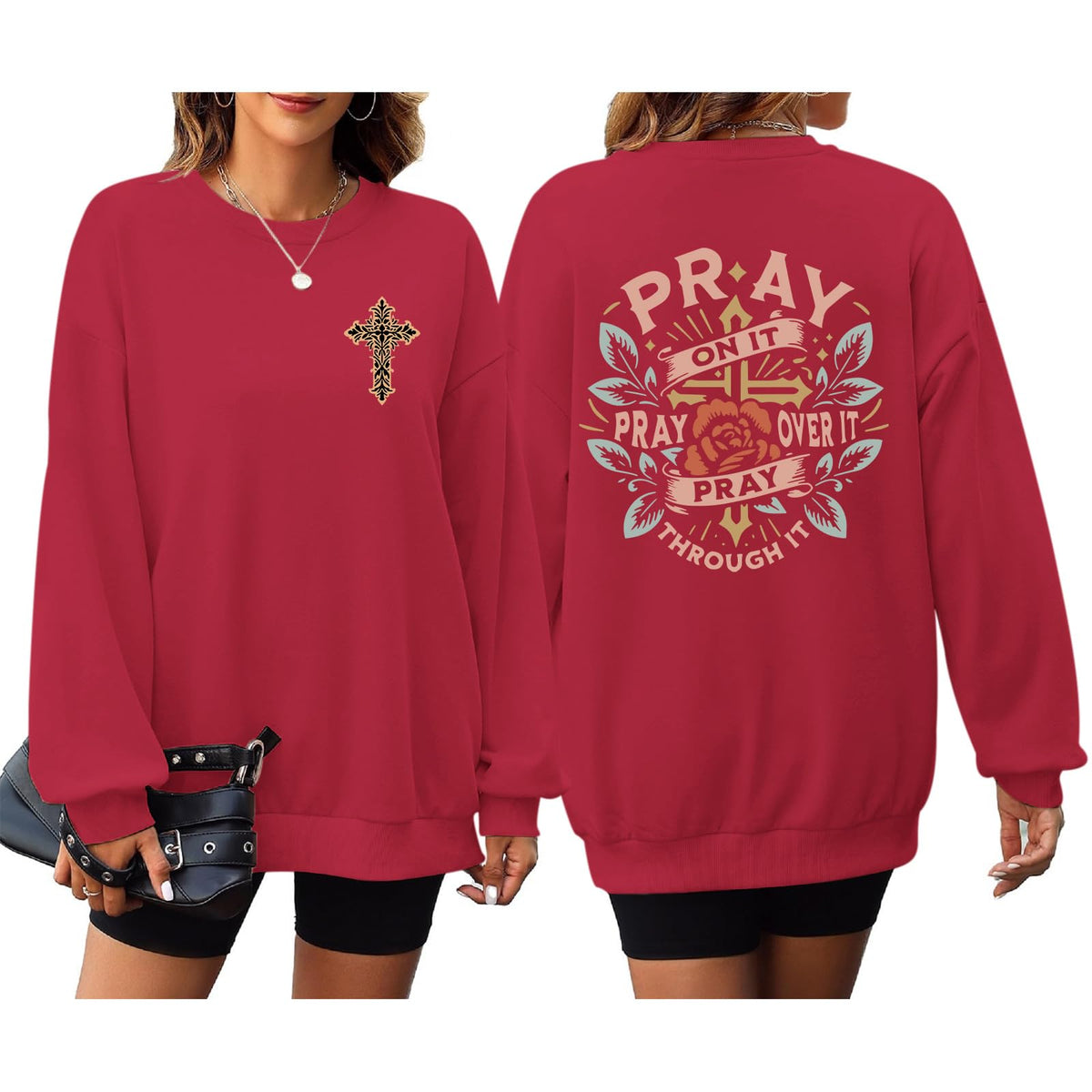 Pairxily Christian Crewneck Sweatshirts for Women Pray Bible Verse