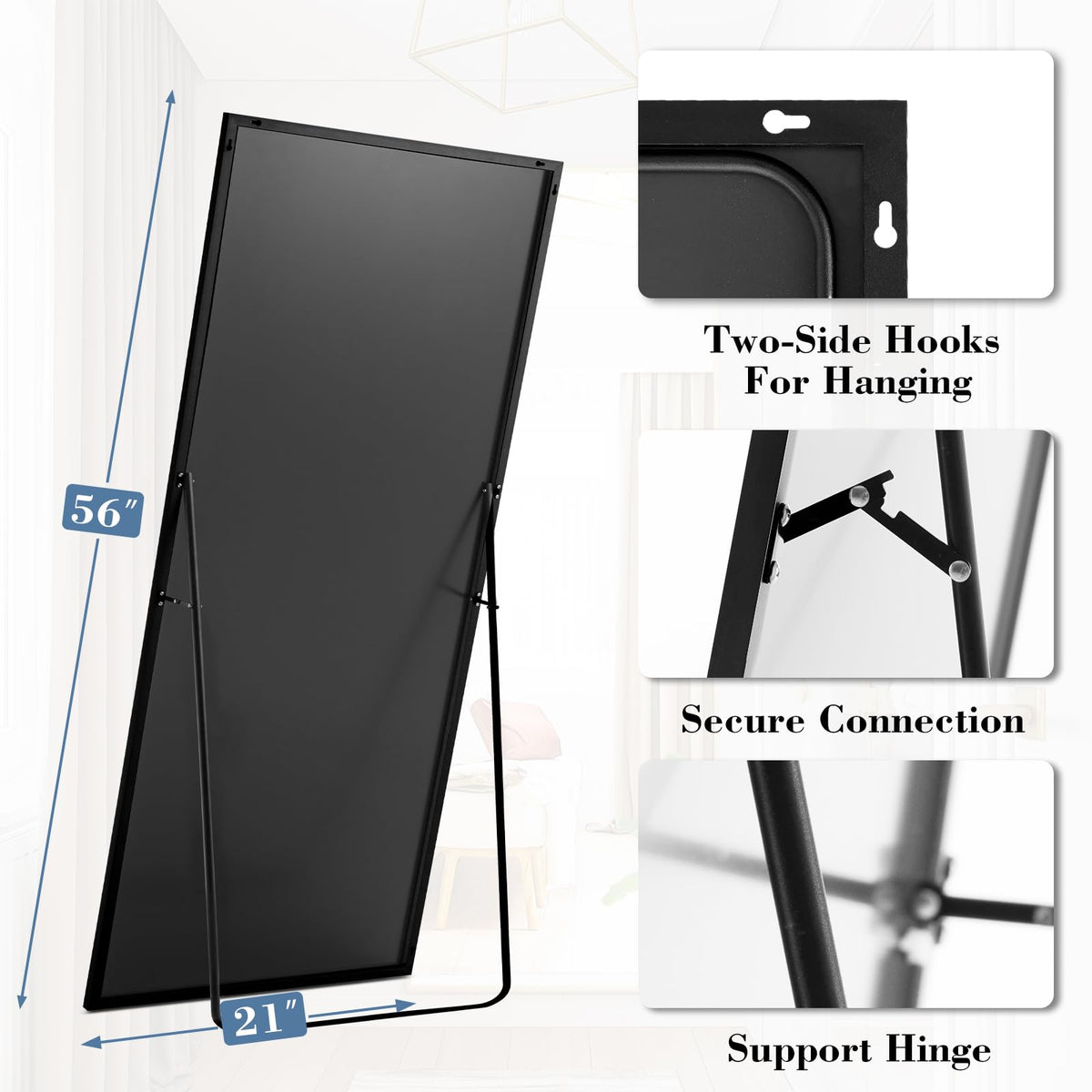 DUMOS 59"x16" Arched Full Length Mirror with Stand