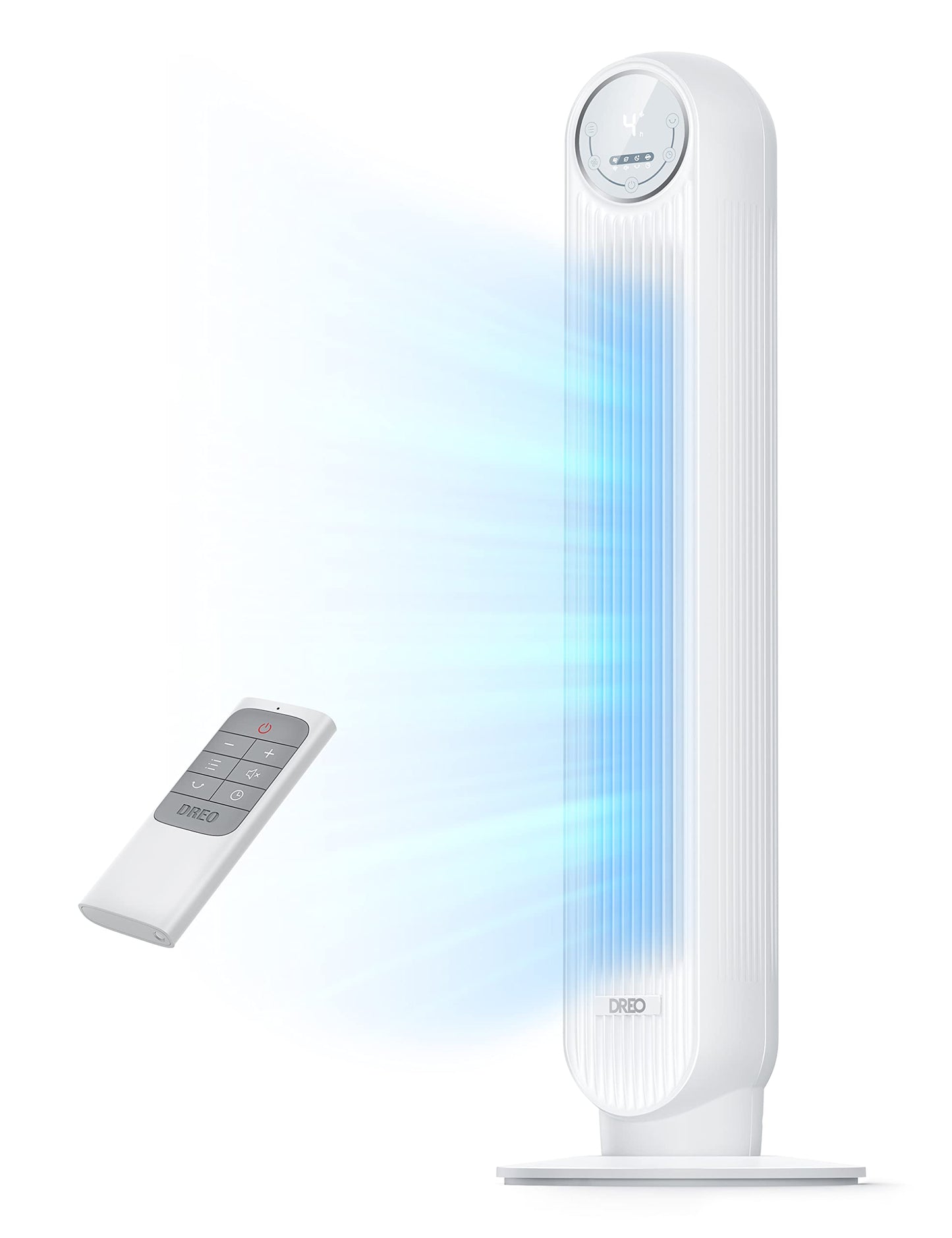 DREO Tower Fan for Bedroom, 2026 Upgraded DC Motor, 28ft/s High Velocity, 20dB Ultra Quiet Standing Fan, 8 Speeds 4 Modes, 90° Oscillating Bladeless Fan for Indoors, Floor Fans with Remote, Black