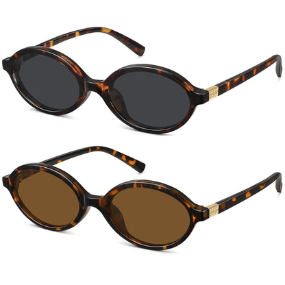 WOWSUN Retro Oval Sunglasses for Women,Slim 90s Vintage Fashion Shades