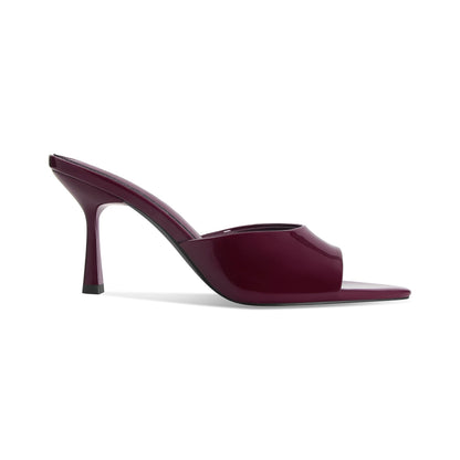 High Heel Mules - Pointed Open Toe Slip On