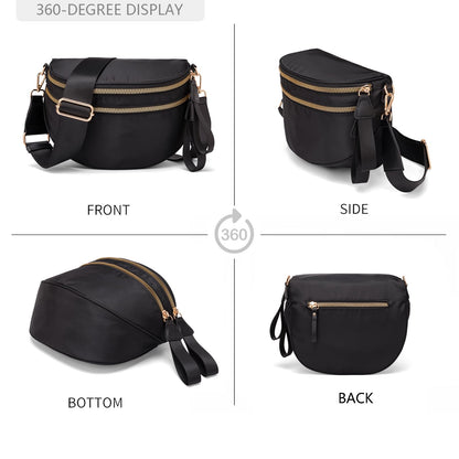 Pure Colour Crossbody Bum Bags for Women Spacious Checkered Cross body Bag Nylon Trendy Fanny Pack for Travel